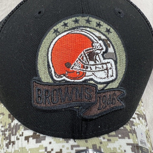 Cleveland Browns Trucker Hat Snapback OS NFL New Era Camo Military Salute - Picture 2 of 7
